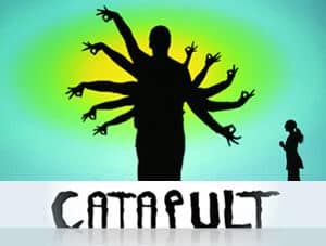 Image of Catapult's show showing a shadow of a person with multiple pairs of arms. The Catapult logo is below the image.